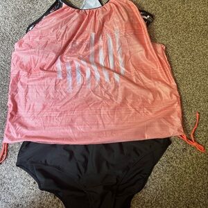 Peach and Black Tankini Set